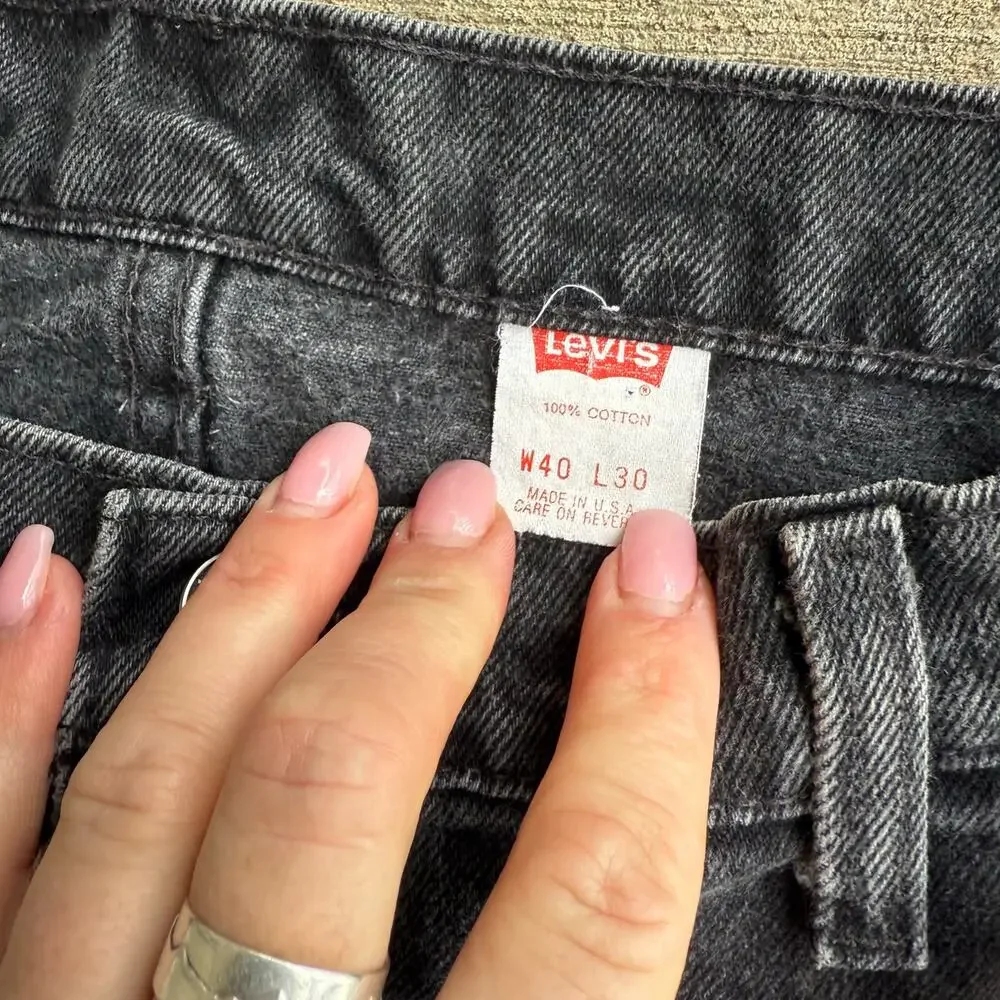 Vintage 90s Levi's 560 Black Jeans 40x30 Orange Tab Loose Fit Tapered Leg
